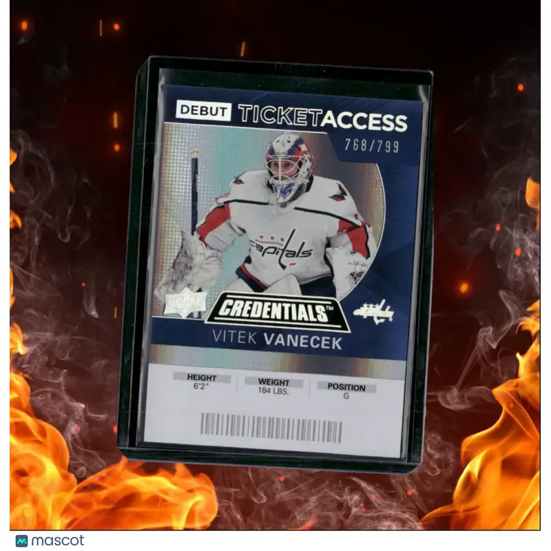 2020-21 Upper Deck Credentials Vitek Vanecek Debut Ticket Access Blue Rookie