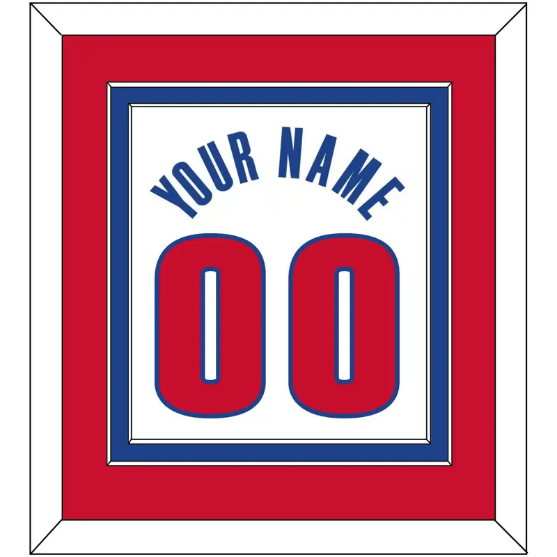 Detroit Name & Number - White Association - Double Mat 4
