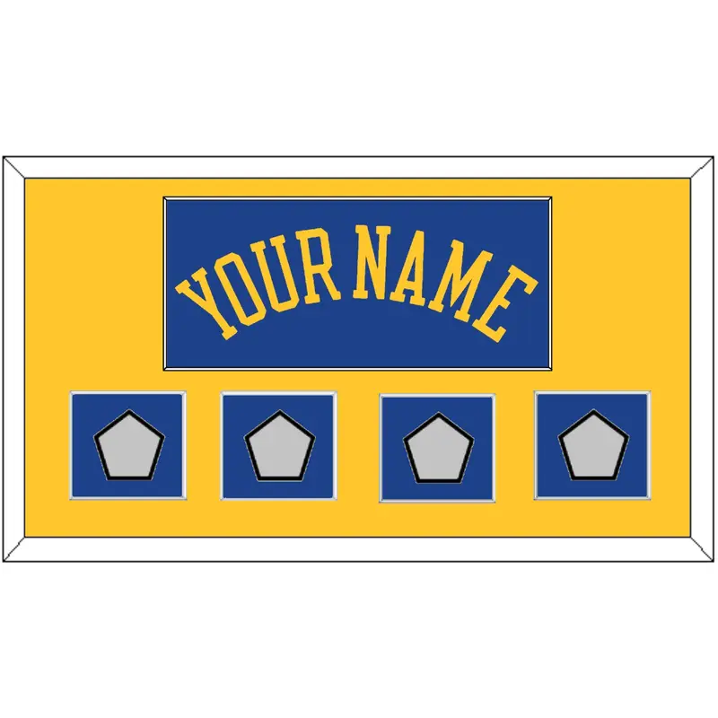Golden State Name & 4 Champions Patches - Road Blue (2010-2019) - Single Mat 2