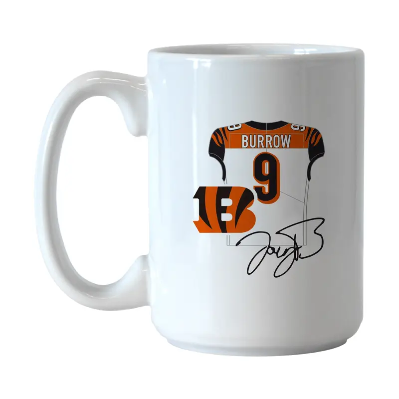 Cincinnati Bengals Joe Burrow Jersey 15oz Sublimated Mug