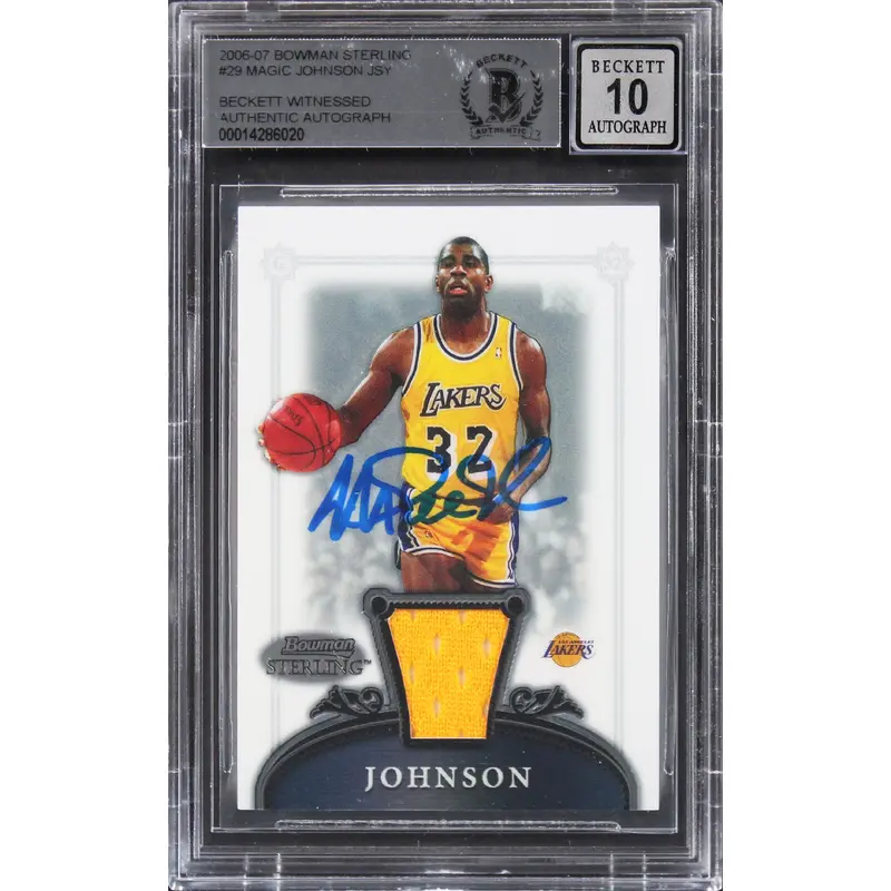 Lakers Magic Johnson Signed 2006 Bowman Sterling #29 Card Auto 10! BAS Slabbed 1