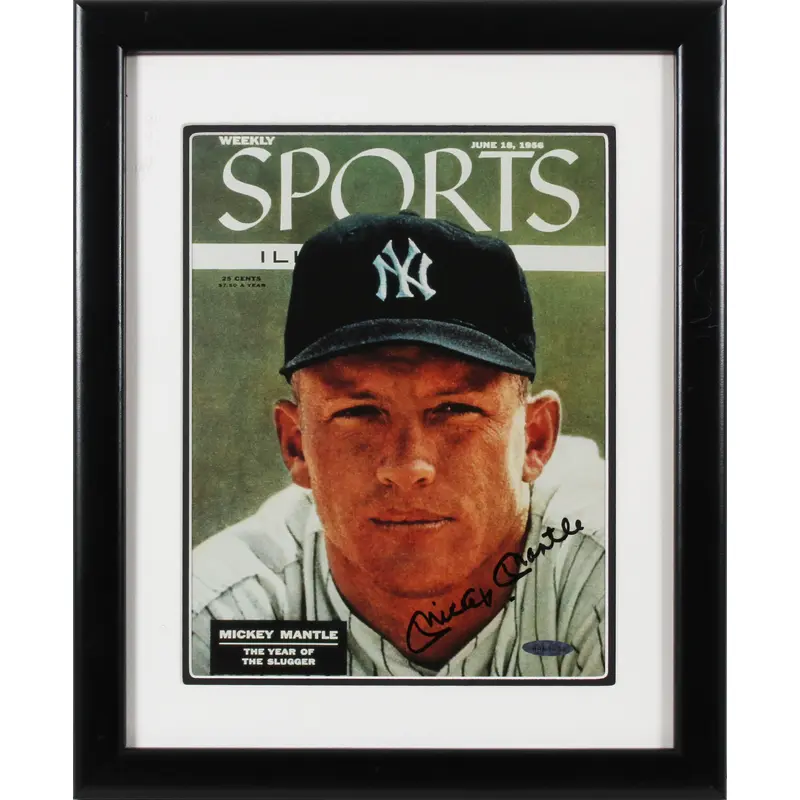 Yankees Mickey Mantle  Signed & Framed 1956 SI Magazine Cover UDA #AAE16533