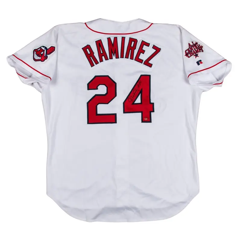 1999 Manny Ramirez Signed Cleveland Indians Game Used Jersey Beckett COA