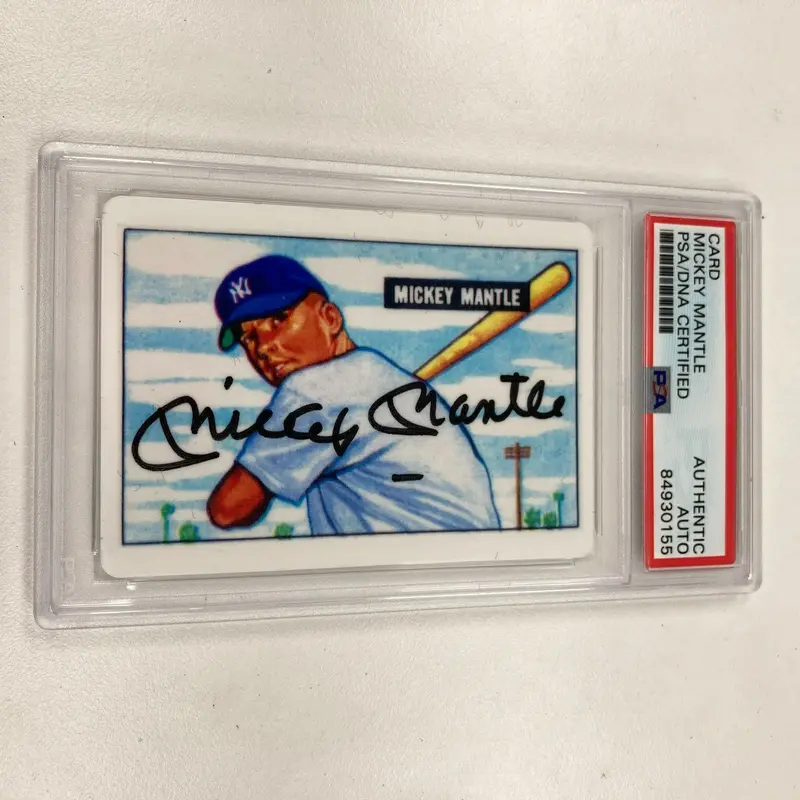 1951 Bowman Mickey Mantle Signed Porcelain Baseball Card RC PSA DNA Certified
