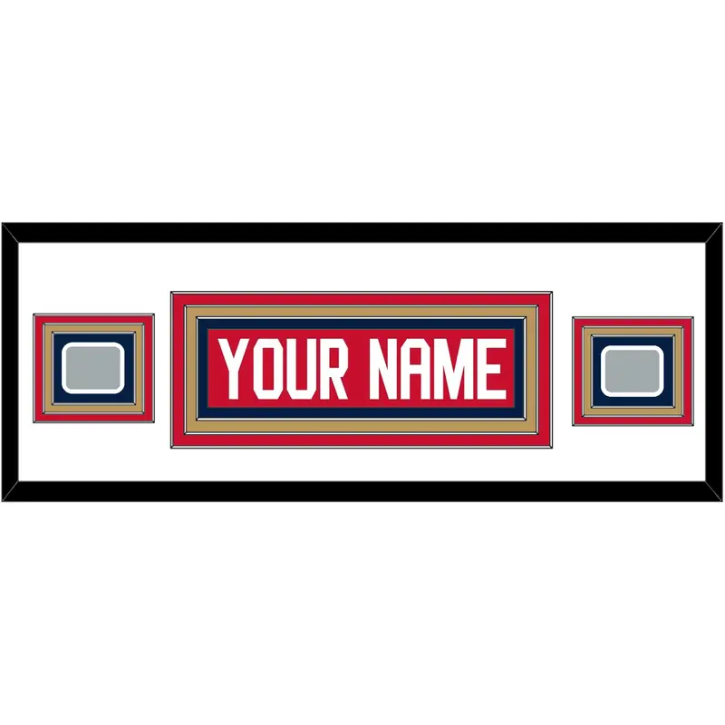 Florida Nameplate & 2 Stanley Cup Finals Patches - Home Red - Triple Mat 2
