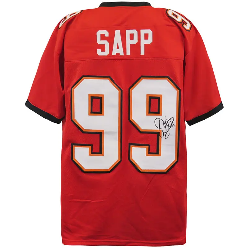 Warren Sapp Autographed Tampa Bay (Red #99) Custom Jersey - Beckett