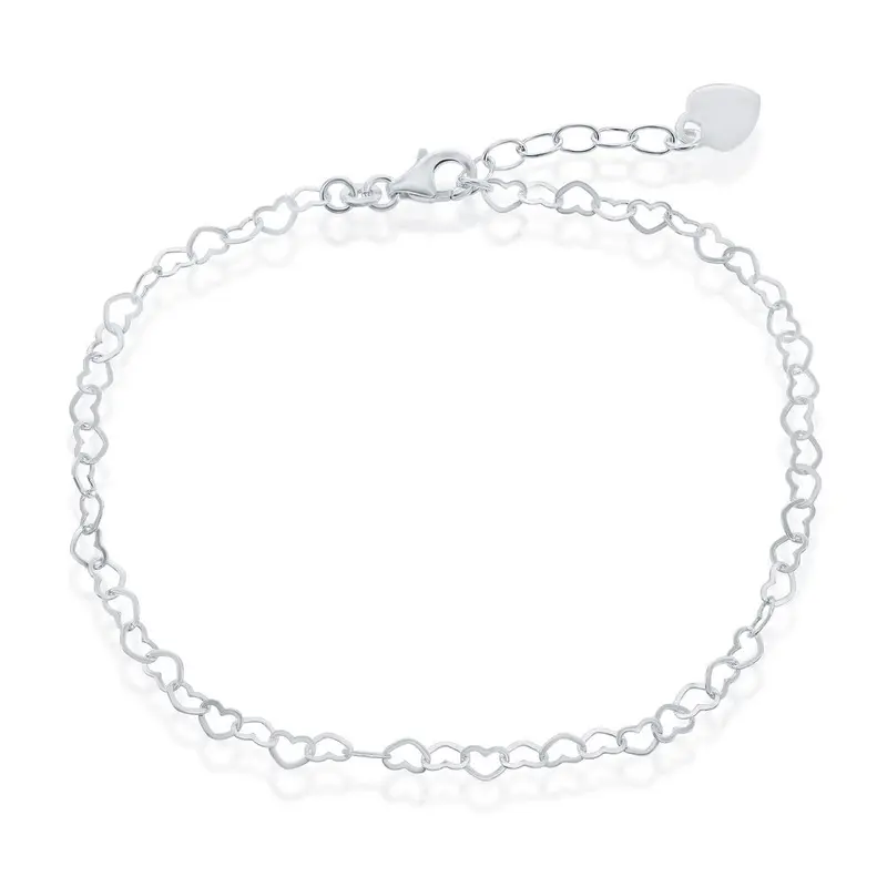 Sterling Silver Anklet W/Hanging Heart