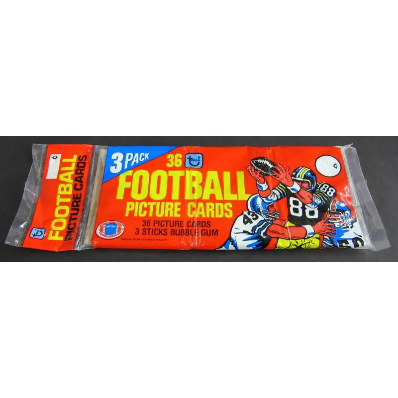 1981 Topps Football Unopened Grocery Rack Pack Red Wrapper