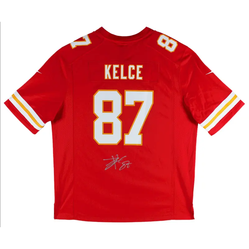 Chiefs Travis Kelce Authentic Signed Red Nike Game Jersey w/ Silver Sig BAS Wit