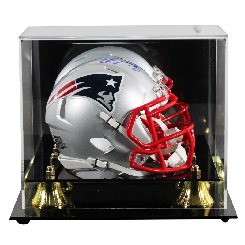Patriots Christian Gonzalez Signed Speed Mini Helmet W/ Case W/ Blue Sig BAS Wit