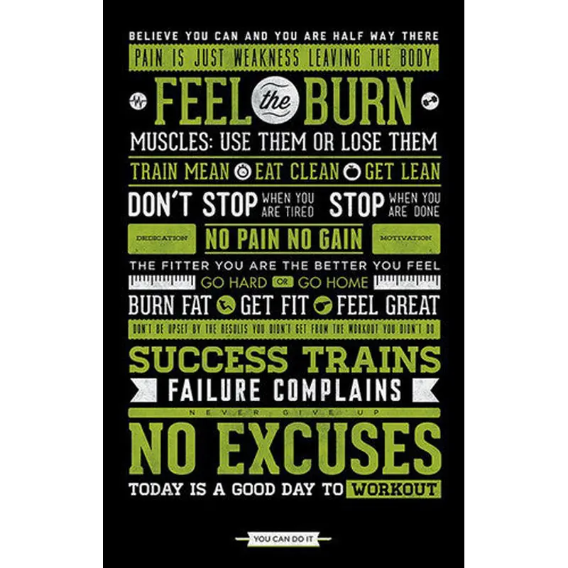 Fitness Gym Motivational "You Can Do It" Word Cloud Wall Poster - Pyramid International