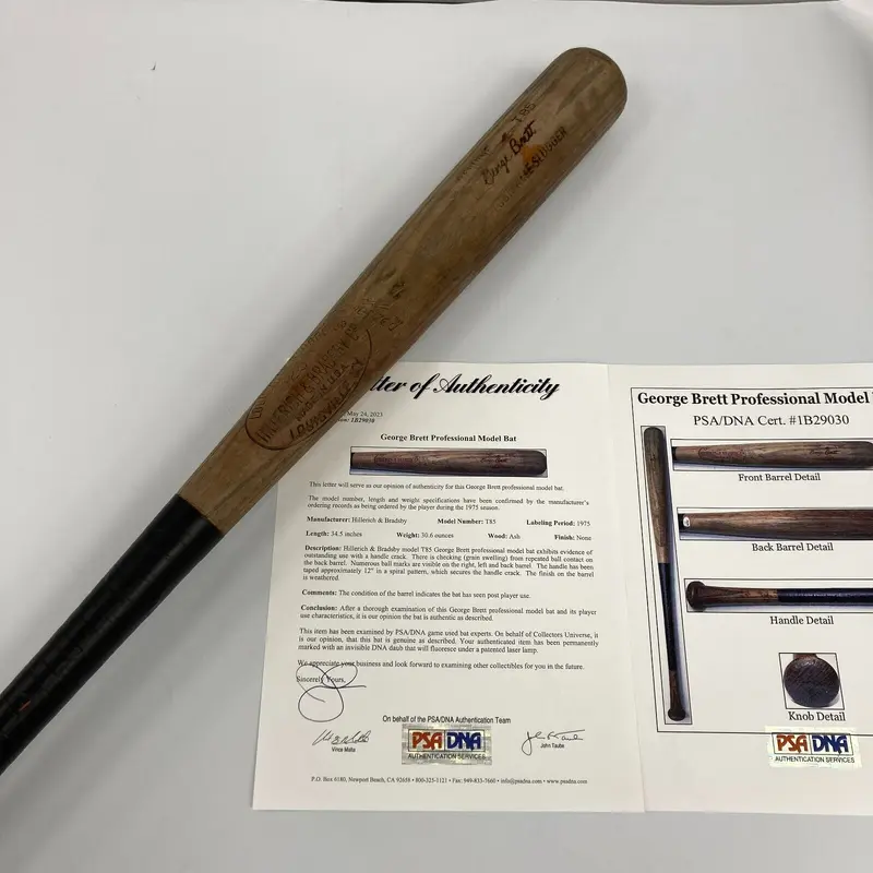 1975 George Brett Early Career Game Used Louisville Slugger Bat PSA DNA COA