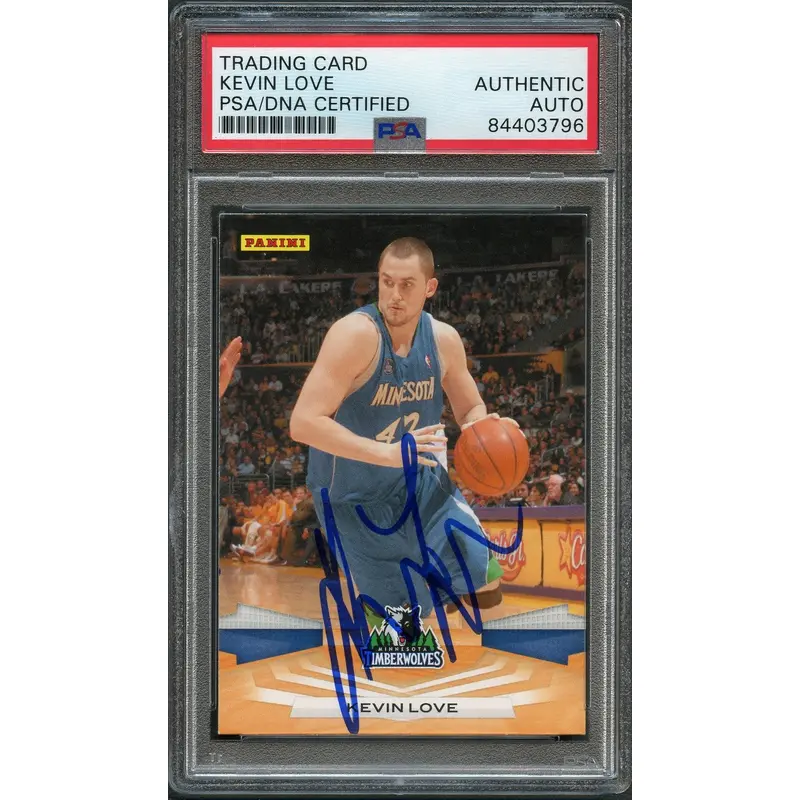 2009-10 Panini Basketball #214 Kevin Love Signed Card AUTO PSA Slabbed Timberwolves