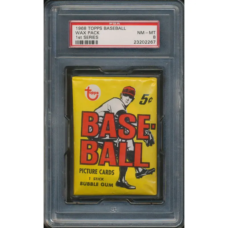 1968 Topps Baseball Unopened Series 1 Wax Pack PSA 8