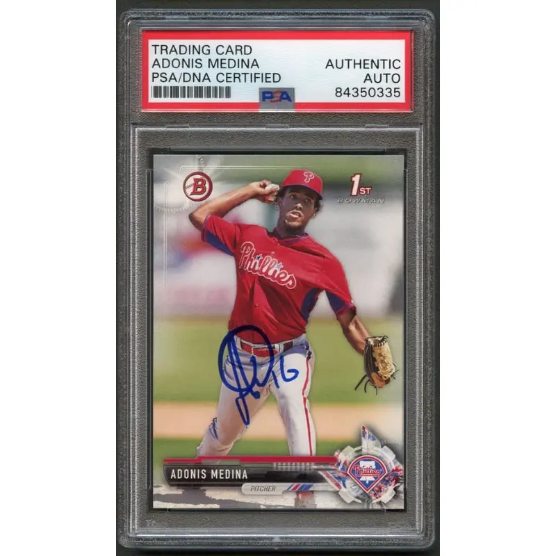2017 Bowman #BP104 ADONIS MEDINA Signed Card PSA Slabbed Auto Phillies