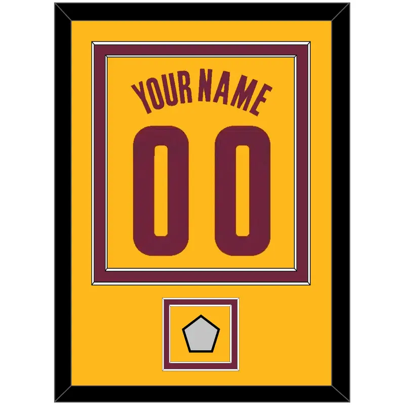 Cleveland Name & Number With Champions Patch - Alternate Yellow (2012-2017) - Double Mat 2