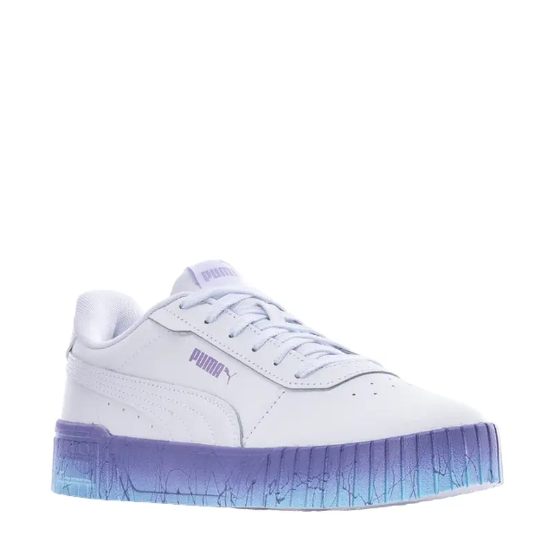 PUMA GIRLS WHITE SHOE CARINA 2.0 SPECKLE FADE JR 394539 01J