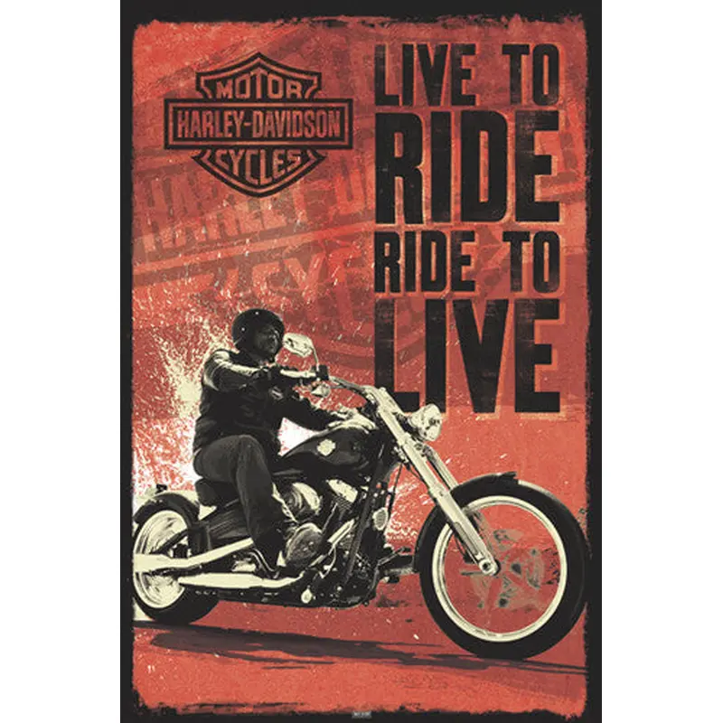 Harley-Davidson Motorcycles "Live to Ride, Ride to Live" Poster - Pyramid International