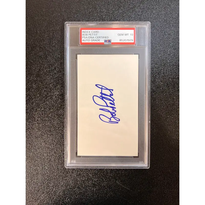 Bob Pettit Signed cut AUTO 10 PSA Slabbed Hawks