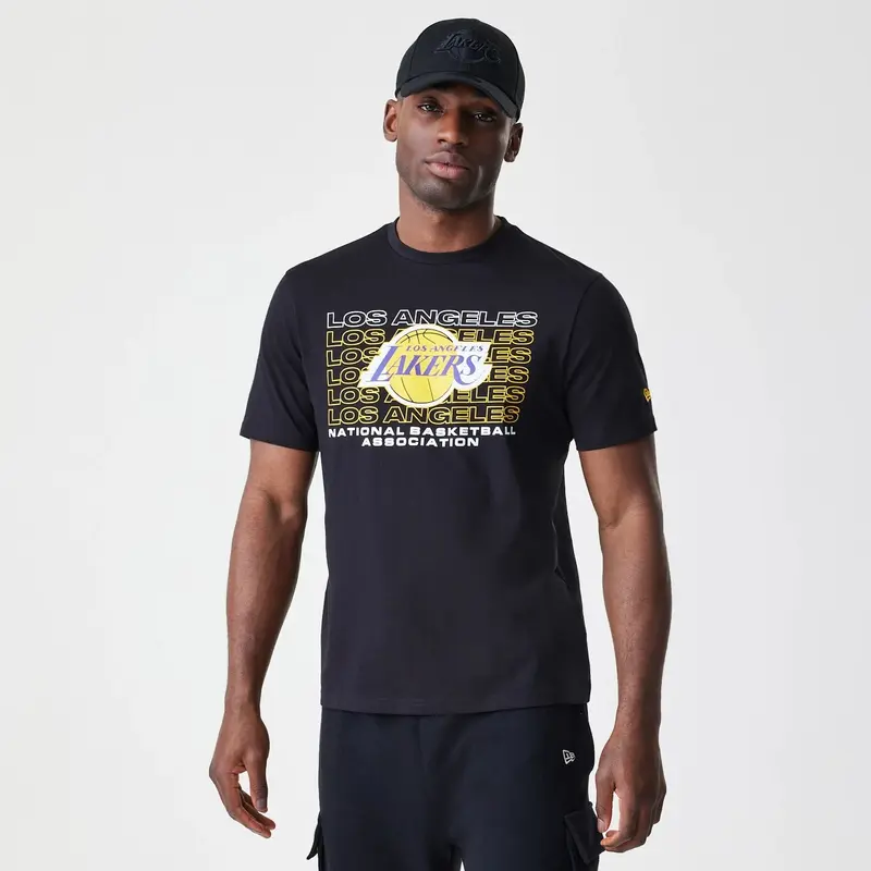 LA Lakers NBA Stack Wordmark Black T-Shirt