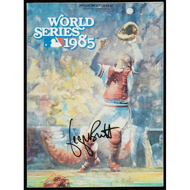 George Brett Signed 1985 World Series Program Kansas City Royals Beckett COA
