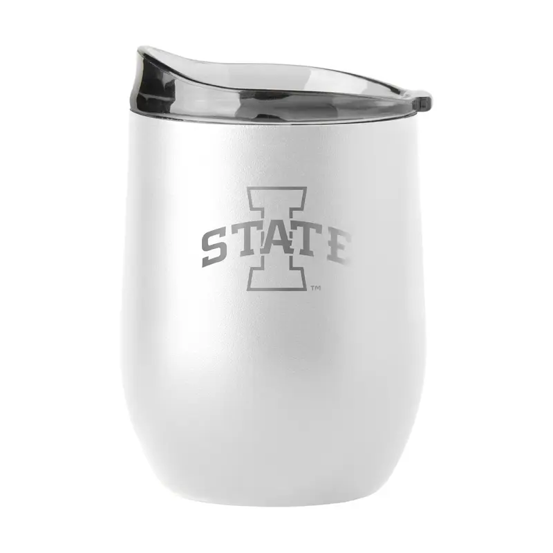 Iowa State GunMetal 16oz White Powder Coat Curved Beverage