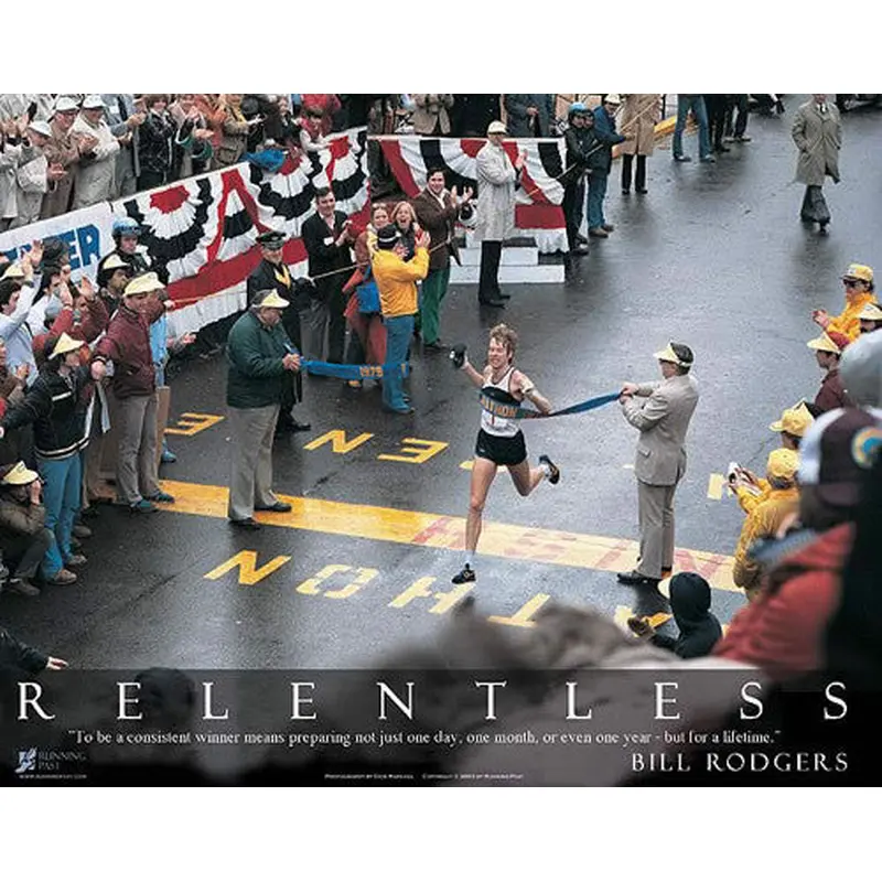 Bill Rodgers "Relentless" 1979 Boston Marathon Finish Premium Poster - Running Past