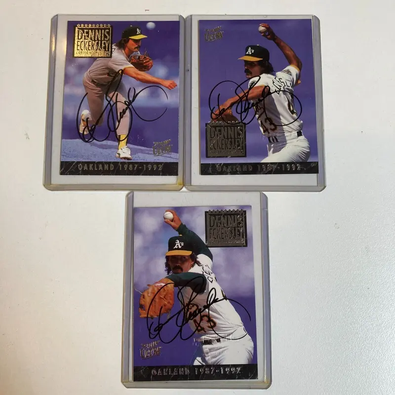 (3) 1993 Fleer Ultra Dennis Eckersley Signed Baseball Cards