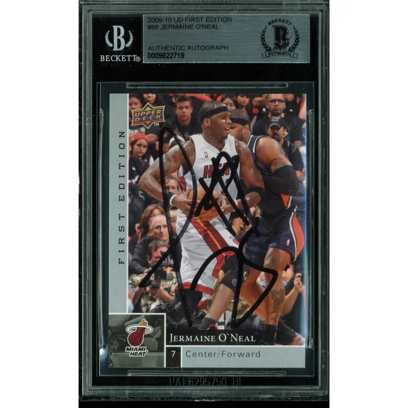 Heat Jermaine O'Neal Authentic Signed Card 2009 UD First Edition BAS Slabbed
