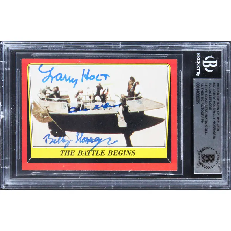 Star Wars (3) Holt, Horrigan & LeFlore Signed 1983 SW ROTJ #42 Card BAS Slabbed