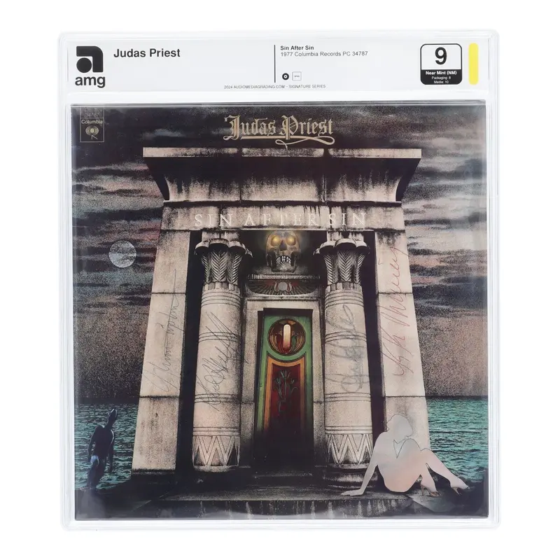 1977 Judas Priest Band-Signed Sin After Sin Album Record JSA COA Graded 9 N MINT