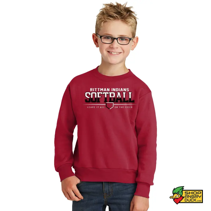 Rittman Indians Softball Youth Crewneck Sweatshirt 01