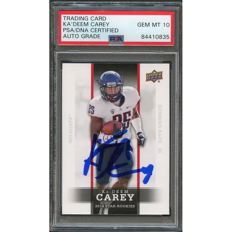 2014 UPPER DECK STAR ROOKIES #3 KA'DEEM CAREY Signed Card AUTO 10 PSA Slabbed