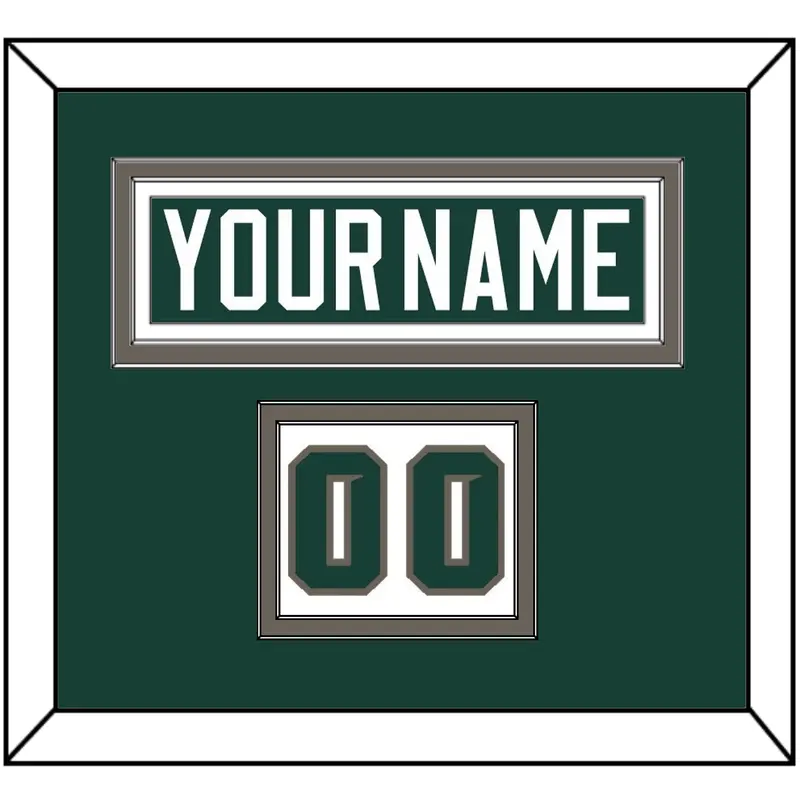 Michigan State Hockey Nameplate & Number (Shoulder) - Road Green (2006-2007) - Double Mat 2