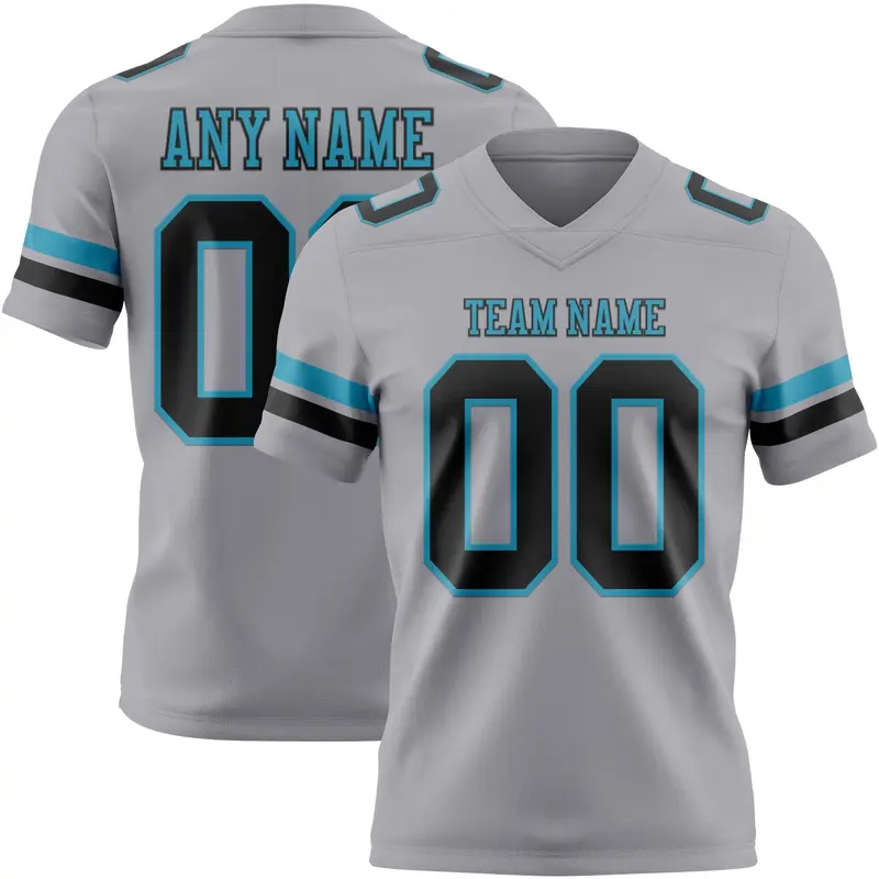 Custom Gray Black-Panther Blue Mesh Authentic Football Jersey