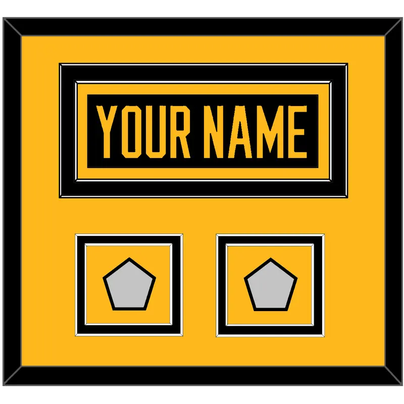 Pittsburgh Nameplate & 2 Stanley Cup Finals Patches - Home Black - Double Mat 2