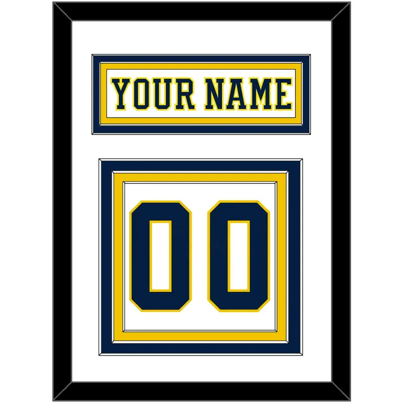 Michigan Hockey Nameplate & Number (Back) - Home White (2019-2020) - Triple Mat 1