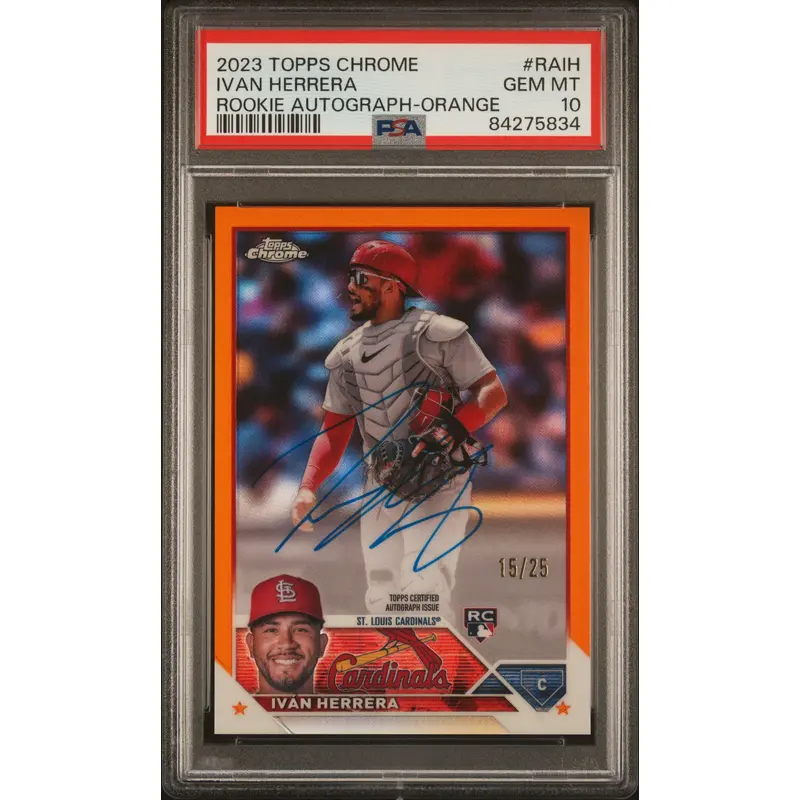 Ivan Herrera 2023 Topps Chrome Rookie Autograph Orange Auto #15/25 PSA 10 Gem Mint
