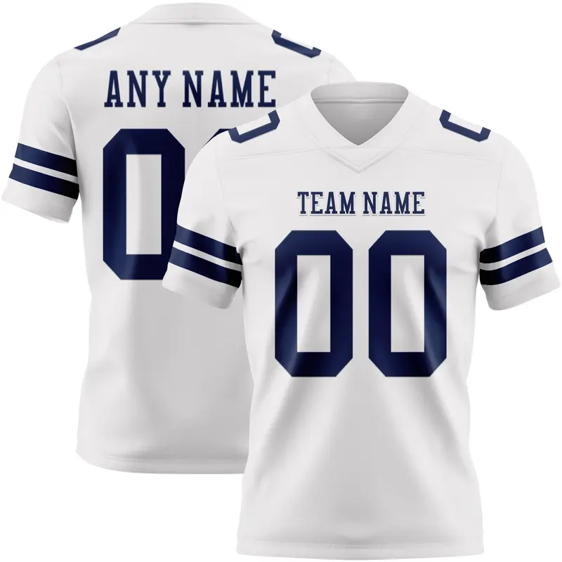 Custom White Navy Mesh Authentic Football Jersey