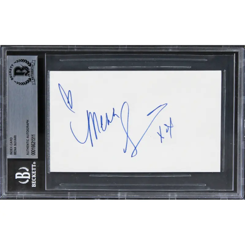 Mena Suvari American Beauty "Hearts xoxo" Signed 3x5 Index Card BAS Slabbed 2