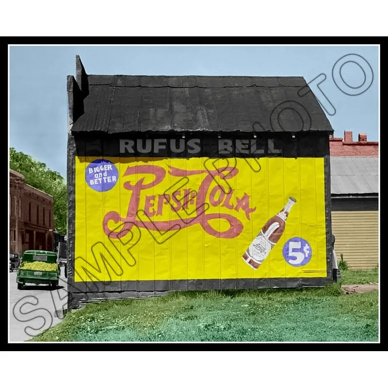 1938 Pepsi Sign Colorized 8X10 Photo - Halifax North Carolina - 2365
