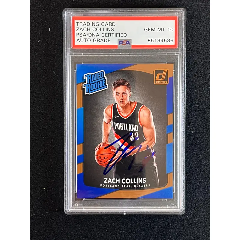2017-18 Donruss Optic #191 ZACH COLLINS Signed Card AUT0 10 PSA Slabbed RC Blazers
