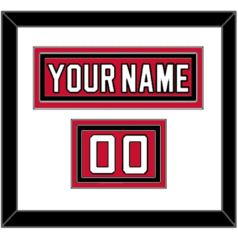 New Jersey Nameplate & Number (Shoulder) - Road Red (1992-2007) - Triple Mat 1