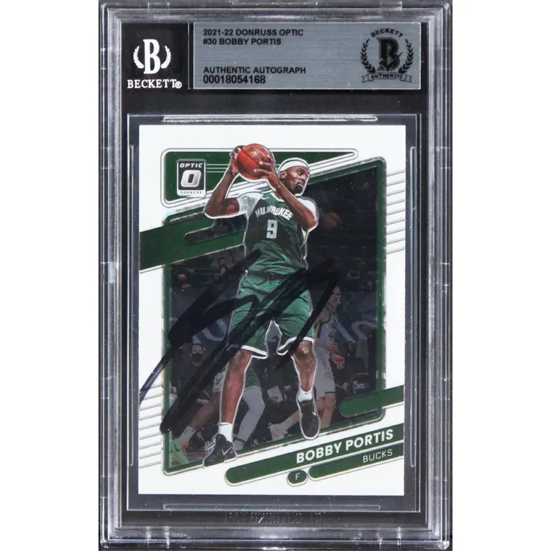 Bucks Bobby Portis Authentic Signed 2021 Donruss Optic #30 Card BAS Slabbed