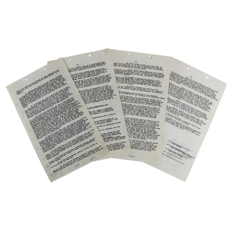 Elvis Presley Authentic Signed 8.5x14 4 Page Contract Rider PSA/DNA #AJ05664