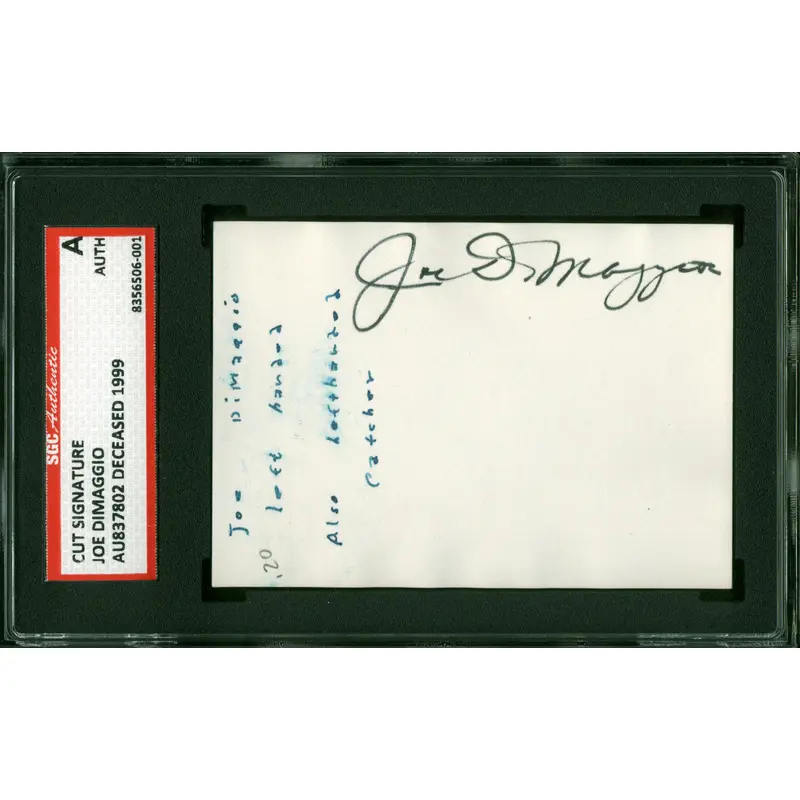 Yankees Joe DiMaggio Authentic Signed 2.5x3.5 Cut Signature SGC Authentic