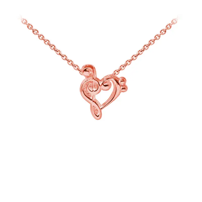 Music Heart Sterling Silver Dainty Necklace