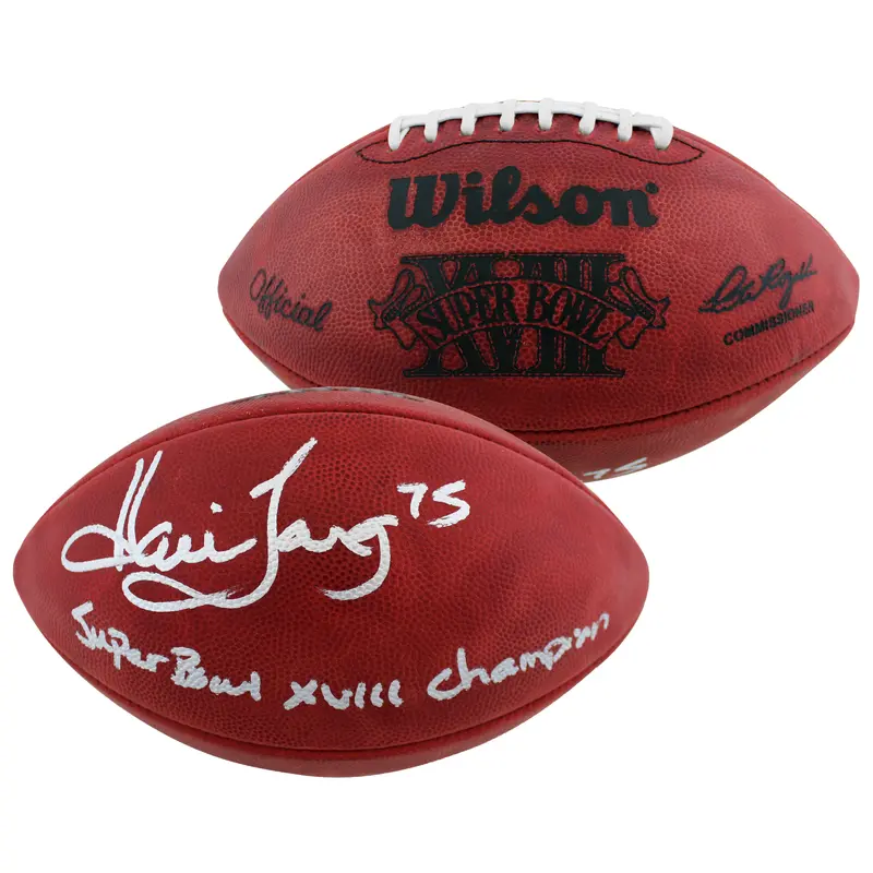 Raiders Howie Long SB XVIII Champ Signed SB XVIII Logo Duke Nfl Football BAS Wit