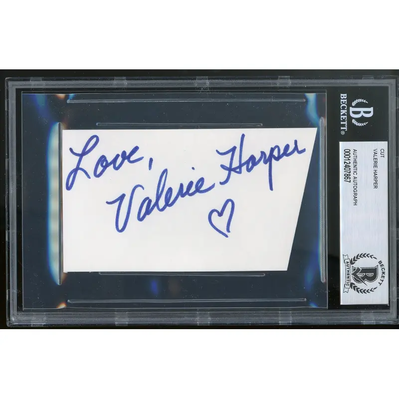 Valerie Harper The Mary Tyler Moore Show Signed 2.6x4.25 Index Card BAS Slabbed