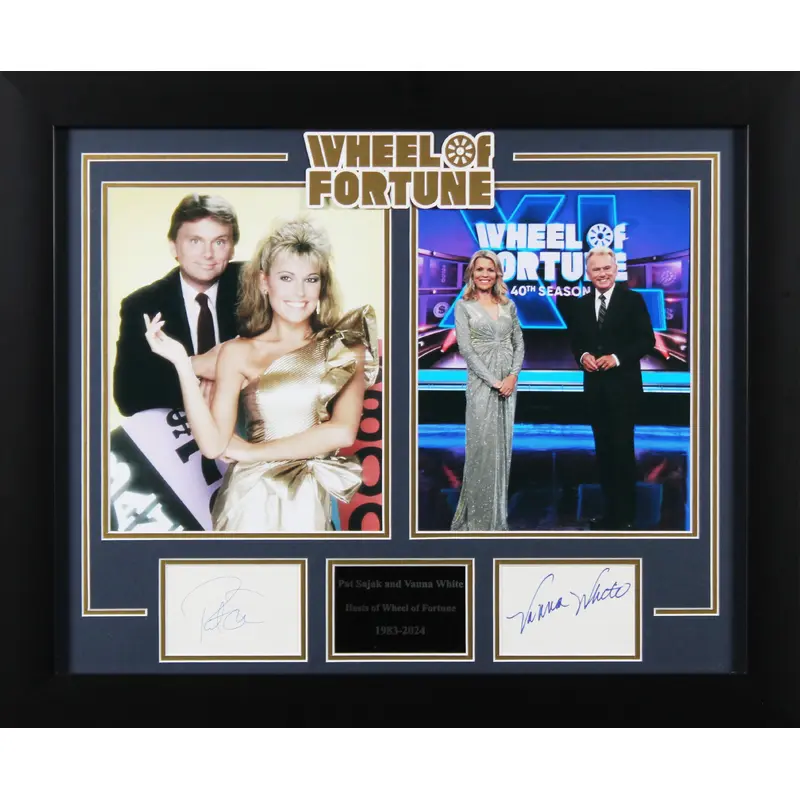 Vanna White & Pat Sajak Wheel of Fortune Signed Framed Display BAS #AD04981